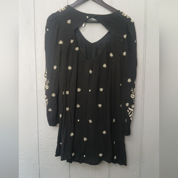 Free People Sweet Tennessee Embroidered Dress Tunic Top Black Size Small - Picture 10 of 10